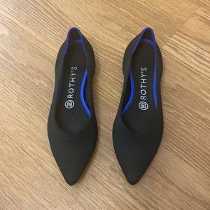 Rothys the Point Ballet flat in black stretch